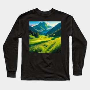 Lovely Meadow Scenery in Summertime Long Sleeve T-Shirt